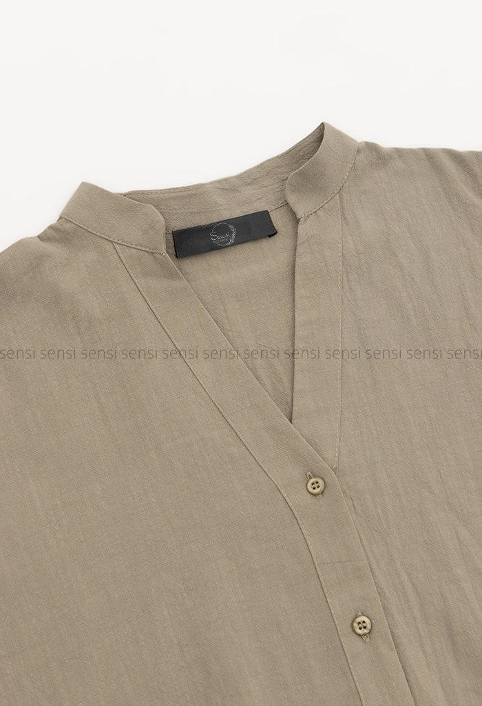 شومیز لینن یقه V کد 1005459